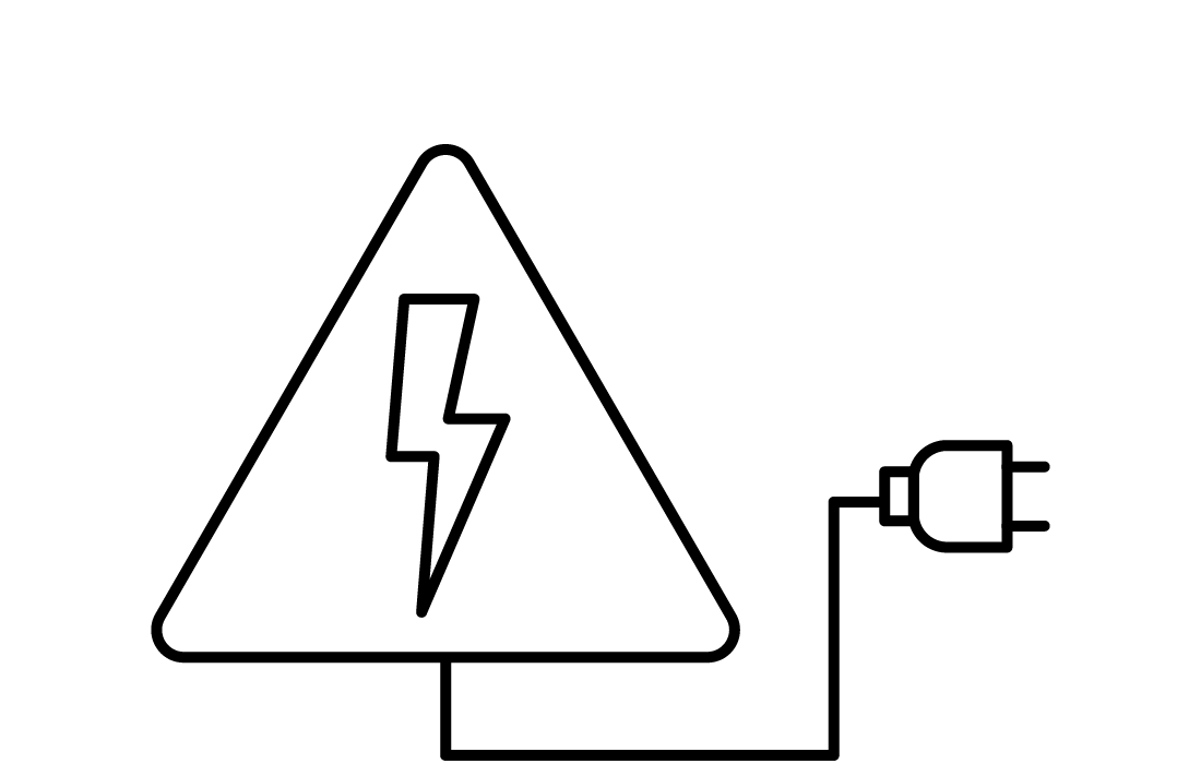 lightning bolt inside of a triangle with power cord iconography