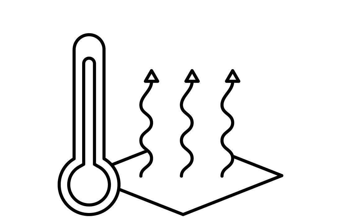 thermometer with heat waves rising iconography