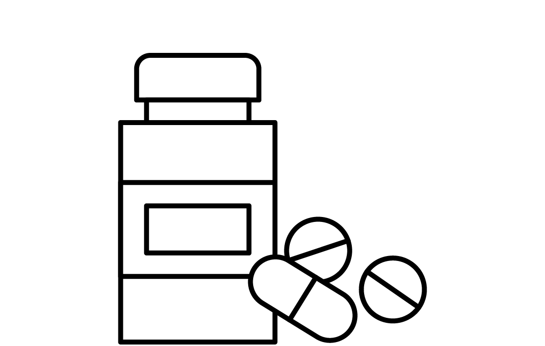 medicine bottle with pills iconography